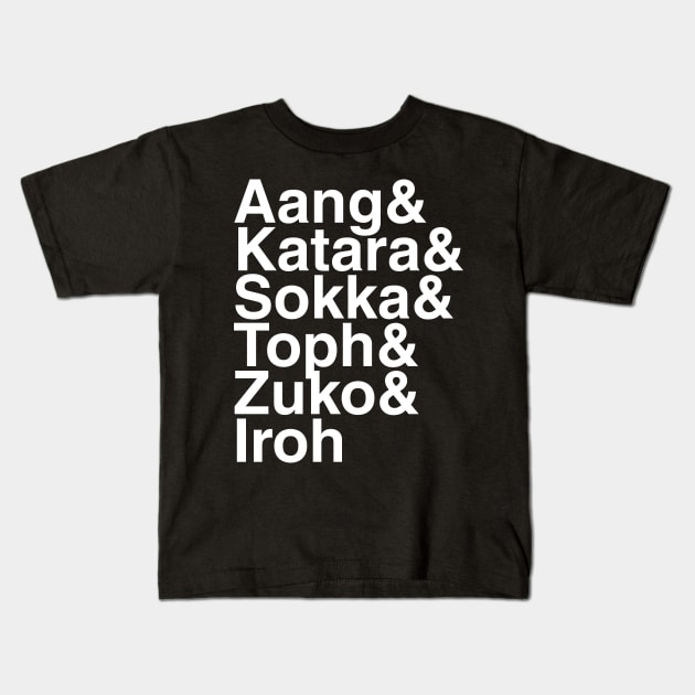 Avatar The Last Airbender Helvetica List Kids T-Shirt by DennisMcCarson